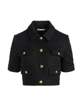 Alice   Olivia Elle Short Sleeve Patch Pocket Jacket in Black