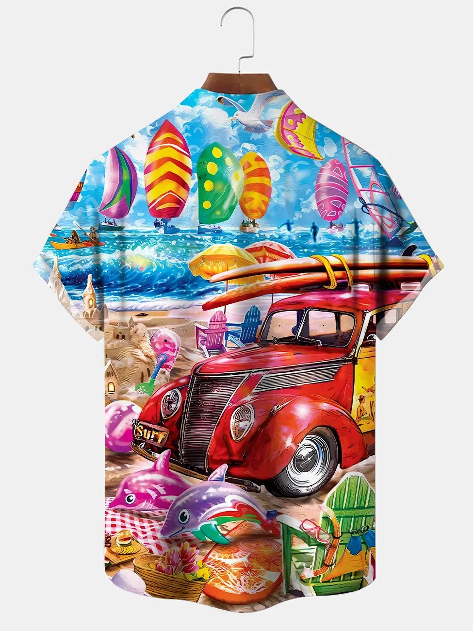 Alohadaddy Beach Coconut Tree Vacation Button Pocket Casual Short Sleeve Shirt