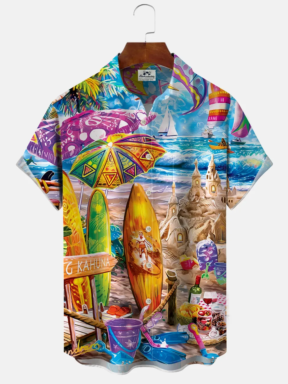 Alohadaddy Beach Coconut Tree Vacation Button Pocket Casual Short Sleeve Shirt