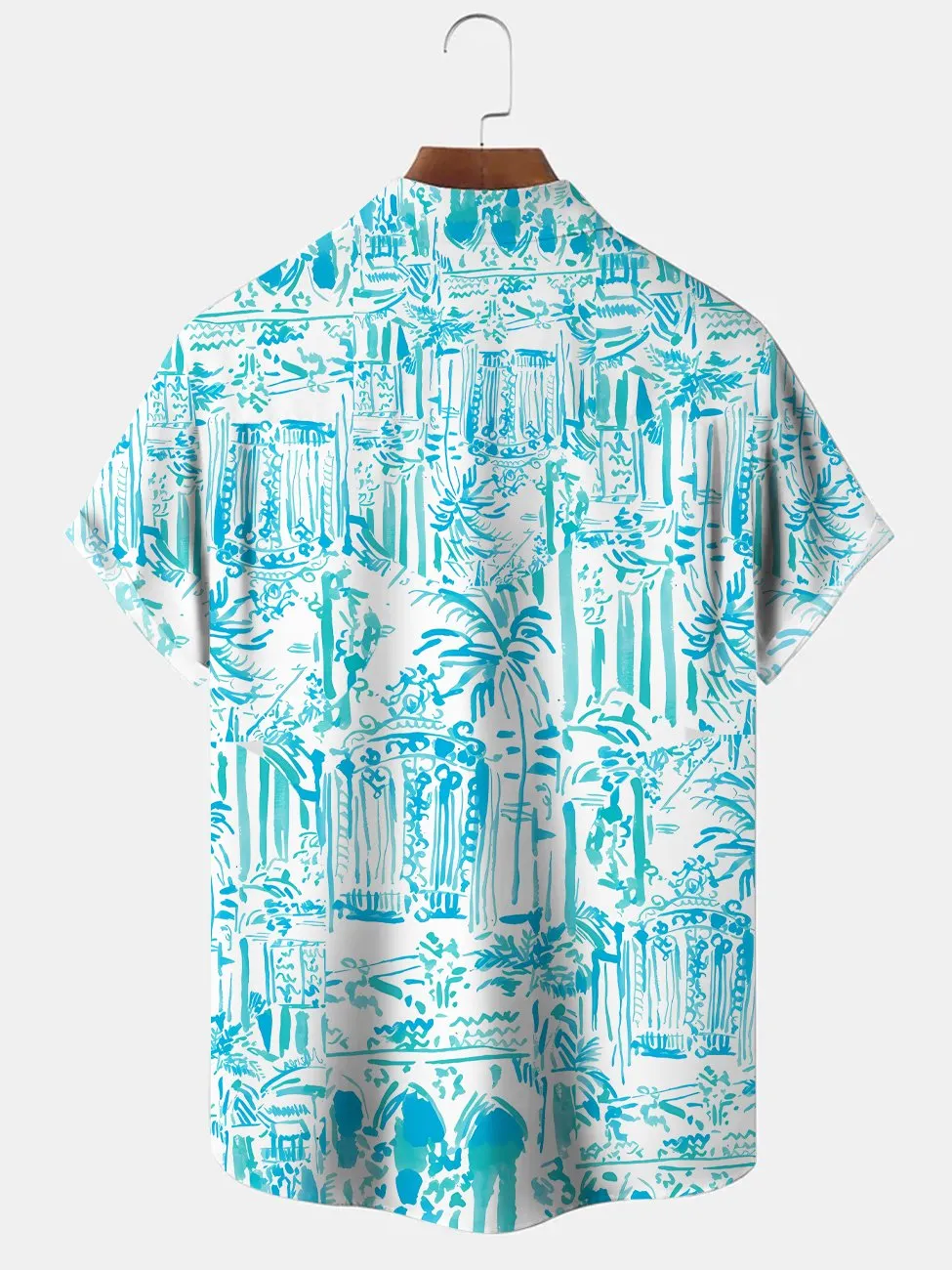 Alohadaddy Beach Vacation Coconut Tree Button Pocket Casual Short Sleeve Shirt