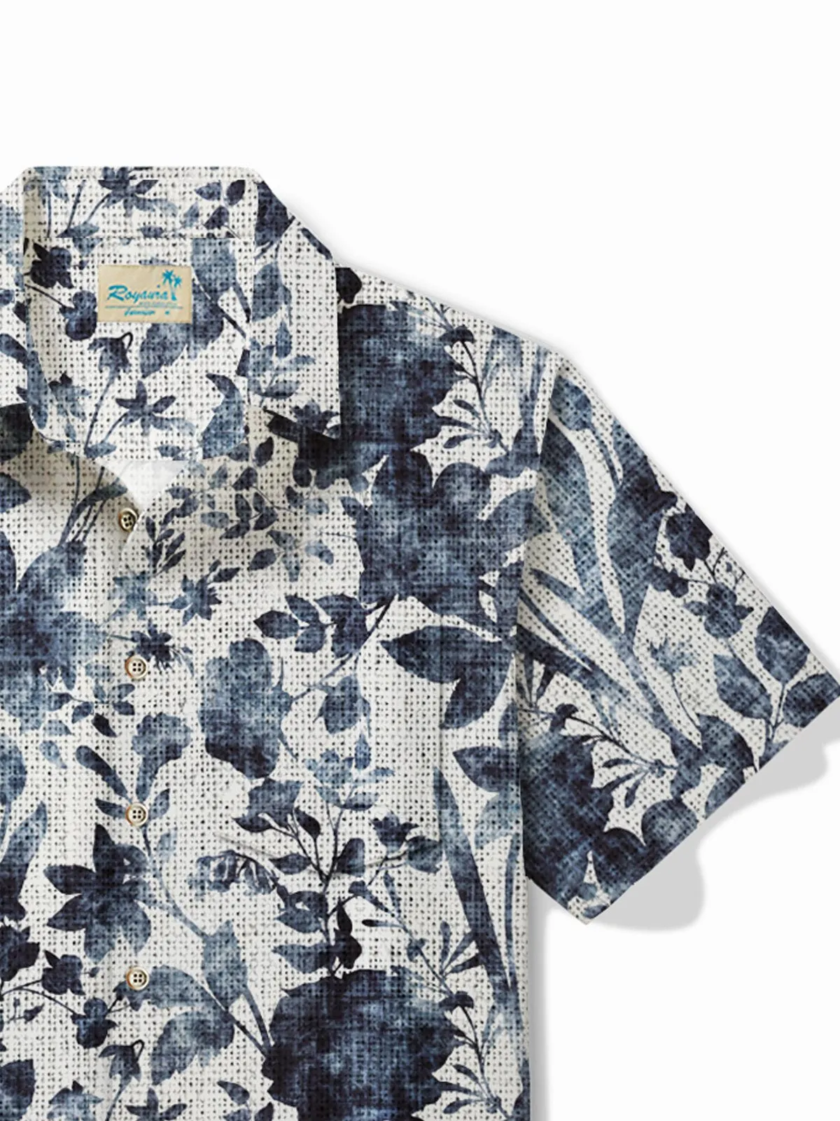 Alohadaddy Hawaii Botanical Floral Distressed Texture Print Men's Button Pocket Short Sleeve Shirt
