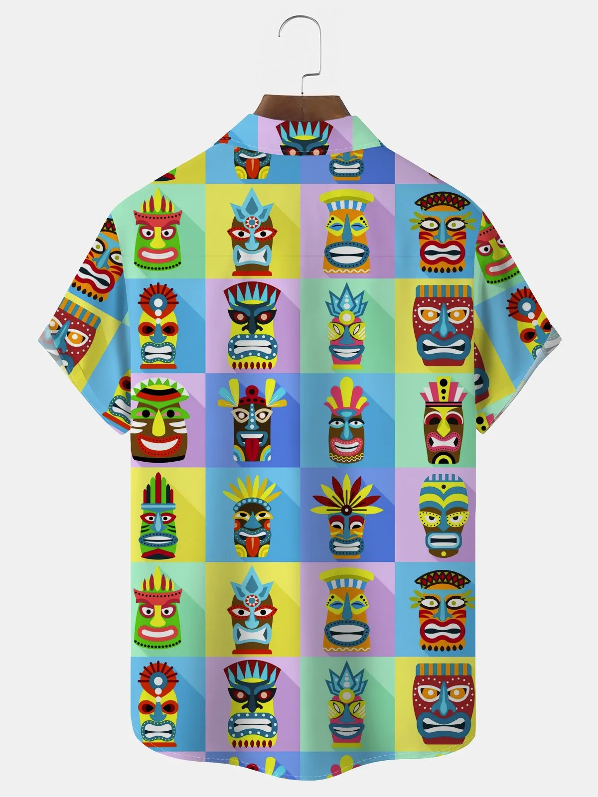 Alohadaddy Hawaiian Tiki Print Men's Button Pocket Shirt