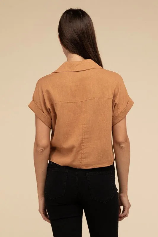 Always a Delight Short Sleeve Linen Top **Shipping already included in price for this item**