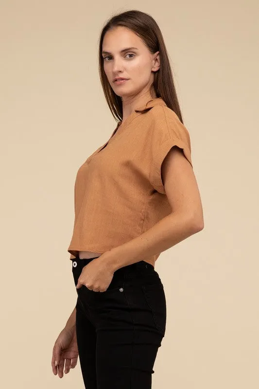 Always a Delight Short Sleeve Linen Top **Shipping already included in price for this item**