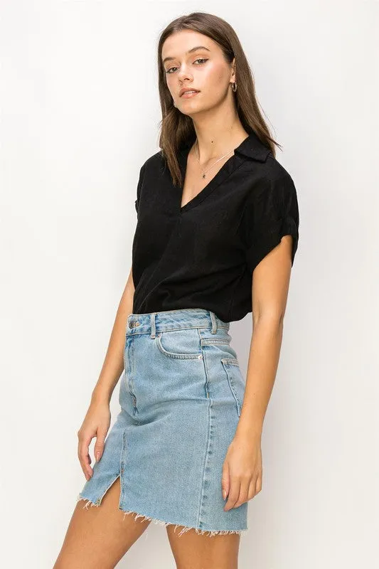 Always a Delight Short Sleeve Linen Top **Shipping already included in price for this item**