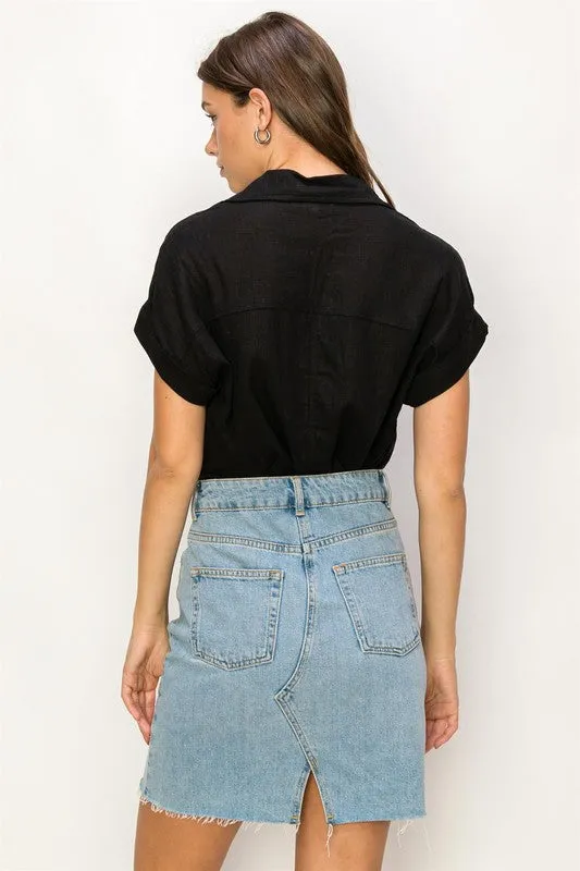 Always a Delight Short Sleeve Linen Top **Shipping already included in price for this item**