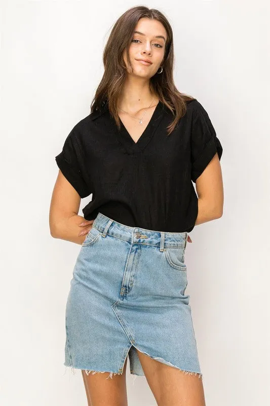 Always a Delight Short Sleeve Linen Top **Shipping already included in price for this item**