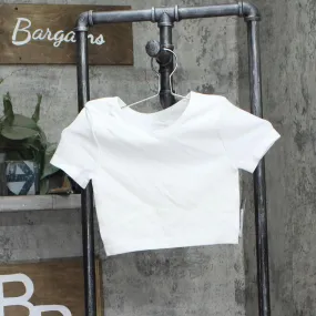 Art Class Girls Short Sleeve Scoop Neck Seamless Cropped Top 89736362 White L