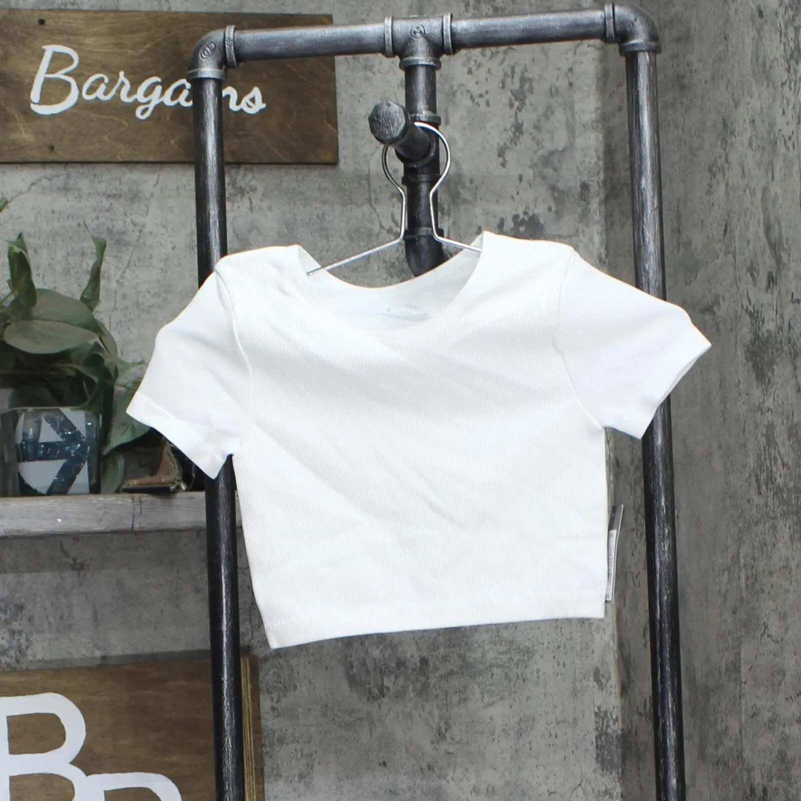 Art Class Girls Short Sleeve Scoop Neck Seamless Cropped Top 89736362 White L