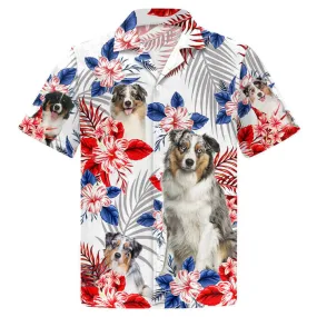 Australian Shepherd American Flag Hawaiian Shirt For Dog Lovers, Unisex Hawaiian Shirt