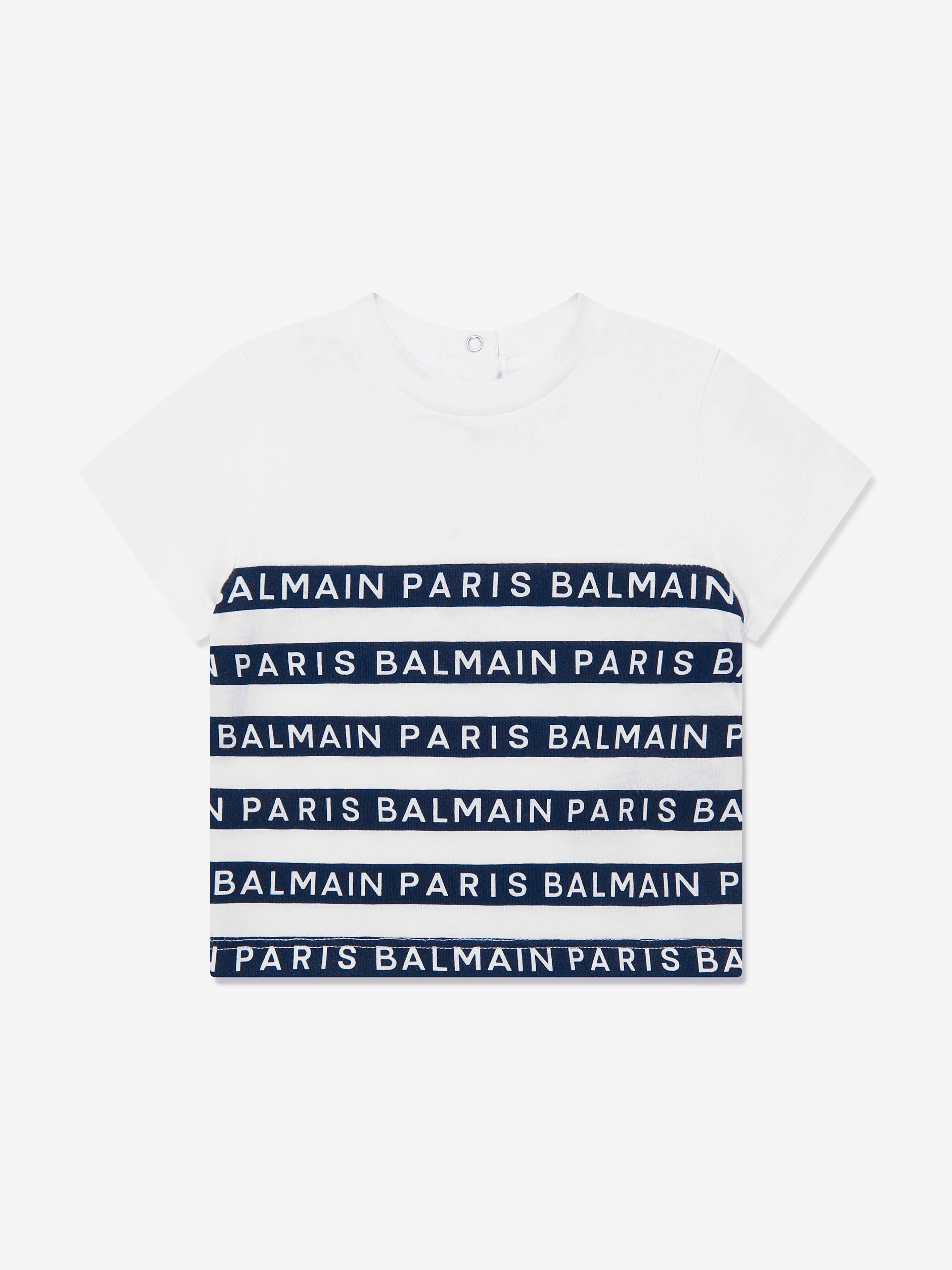Balmain Baby Boys Striped Logo T-Shirt in White