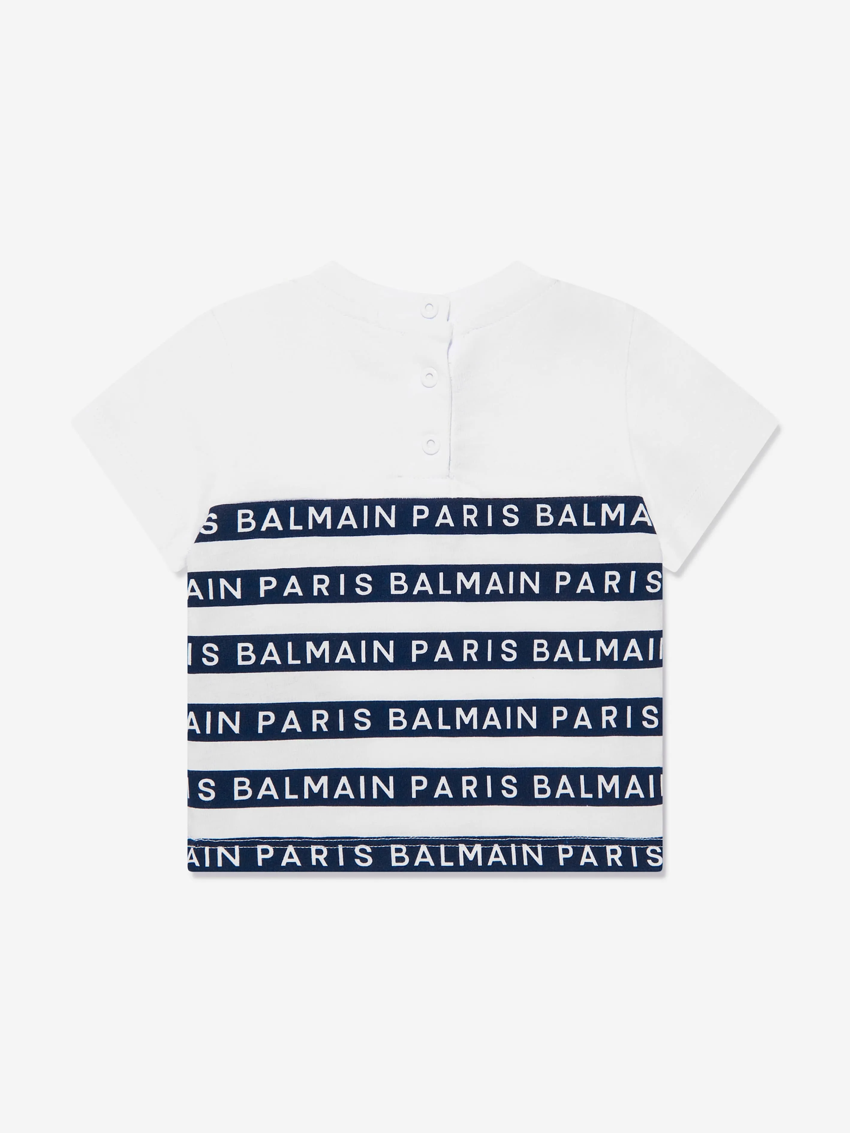 Balmain Baby Boys Striped Logo T-Shirt in White