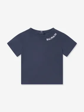 Balmain Baby Logo T-Shirt in Navy