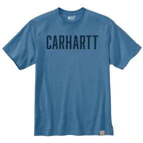 CARHARTT LOOSE FIT HEAVYWEIGHT SHORT-SLEEVE BLOCK LOGO GRAPHIC T-SHIRT COASTAL HEATHER 104609