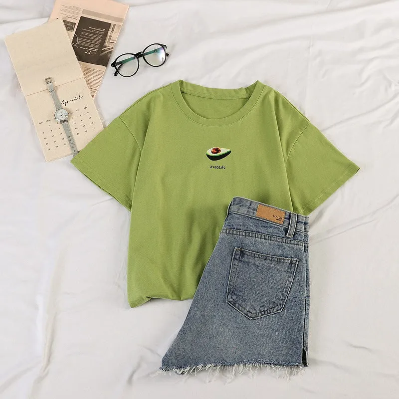 Casual Short Sleeve tWomen Korean Women Tops Sweet Look Popular Loose T-Shirt