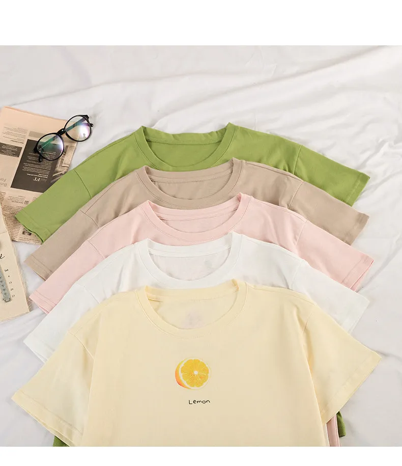 Casual Short Sleeve tWomen Korean Women Tops Sweet Look Popular Loose T-Shirt
