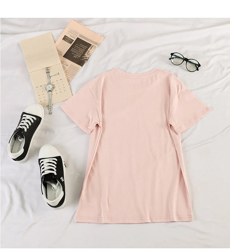 Casual Short Sleeve tWomen Korean Women Tops Sweet Look Popular Loose T-Shirt