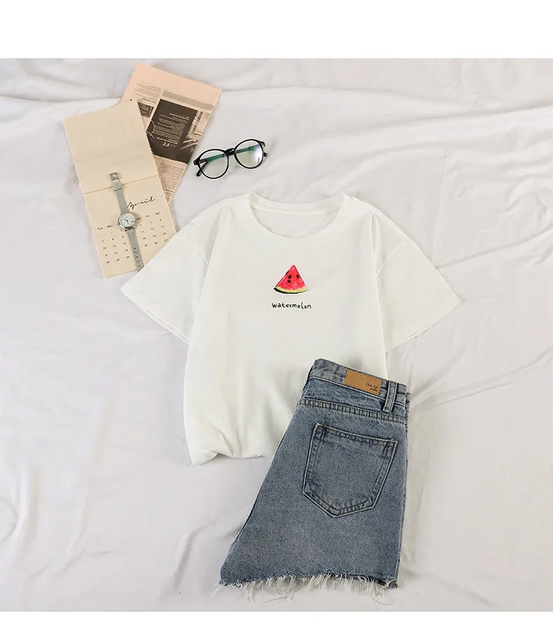 Casual Short Sleeve tWomen Korean Women Tops Sweet Look Popular Loose T-Shirt