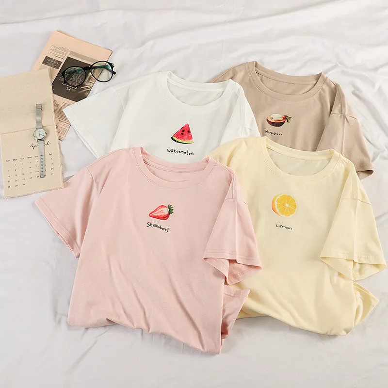 Casual Short Sleeve tWomen Korean Women Tops Sweet Look Popular Loose T-Shirt