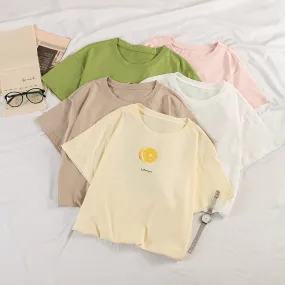 Casual Short Sleeve tWomen Korean Women Tops Sweet Look Popular Loose T-Shirt