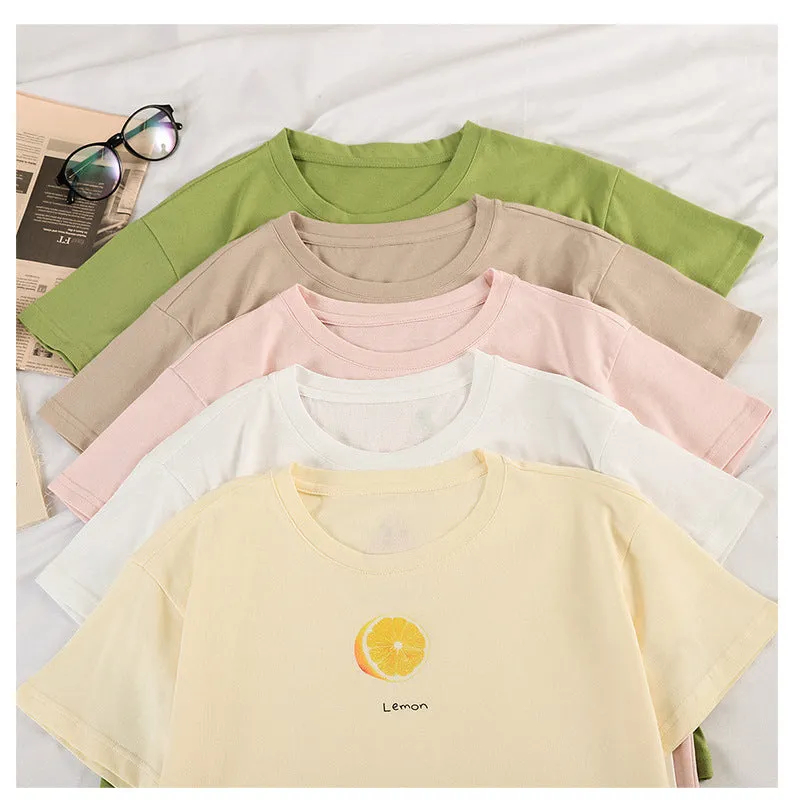Casual Short Sleeve tWomen Korean Women Tops Sweet Look Popular Loose T-Shirt