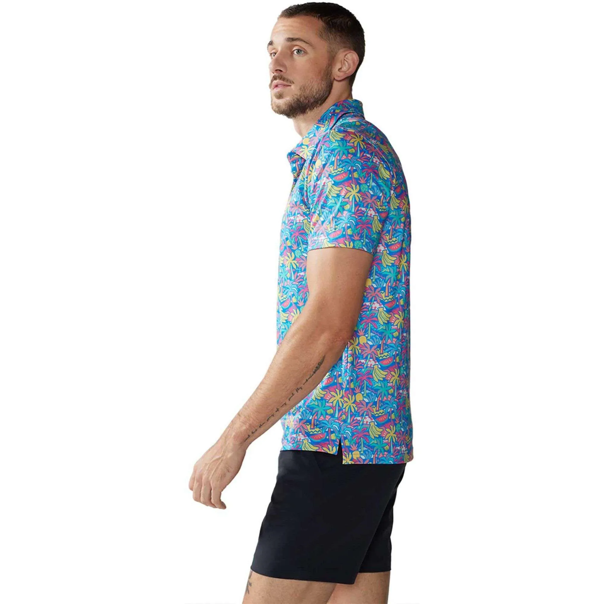 Chubbies The Tropical Bunch Performance Polo Shirt - Bright Blue