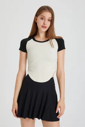 Color-Block Cropped Short Sleeve T-Shirt