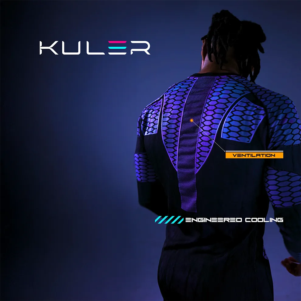 Custom Gym Branded KULER® Sportswear Shirt  (Purple to Neon Blue) - PRE-ORDER