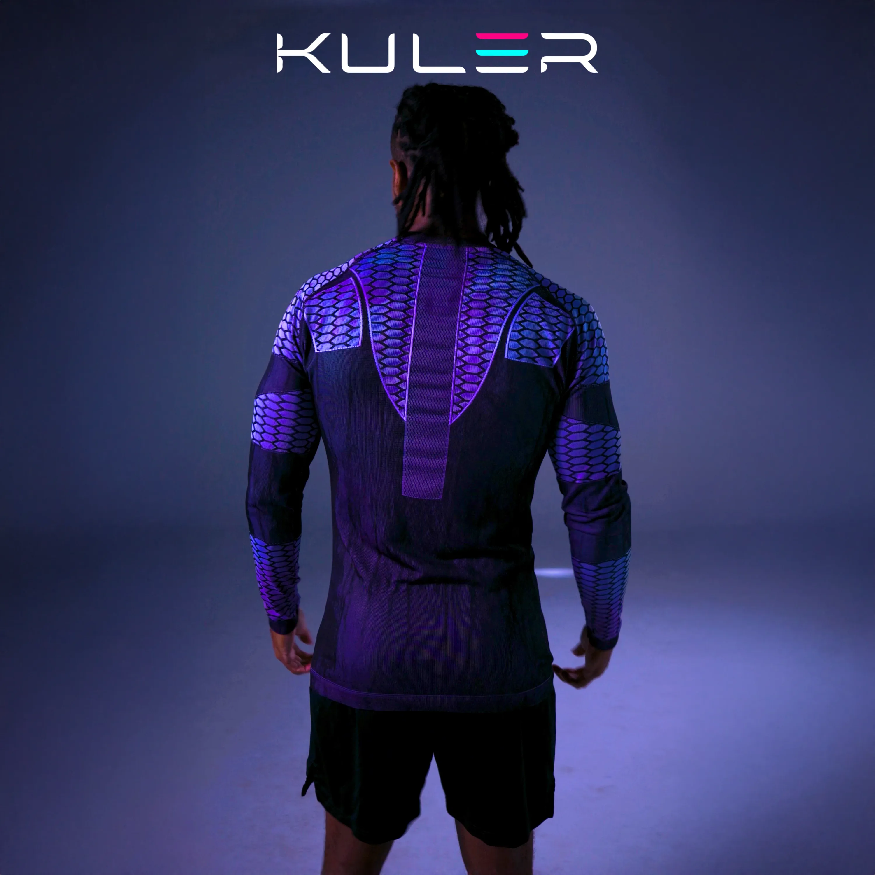 Custom Gym Branded KULER® Sportswear Shirt  (Purple to Neon Blue) - PRE-ORDER