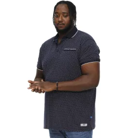 D555 Mens Darwin Big & Tall All Over Print Polo Shirt - Navy