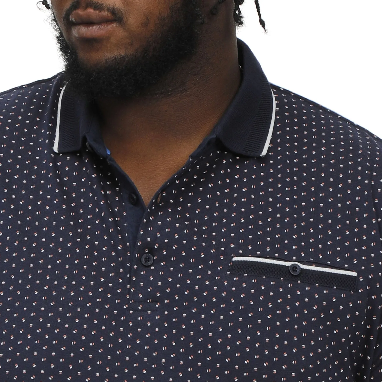 D555 Mens Darwin Big & Tall All Over Print Polo Shirt - Navy
