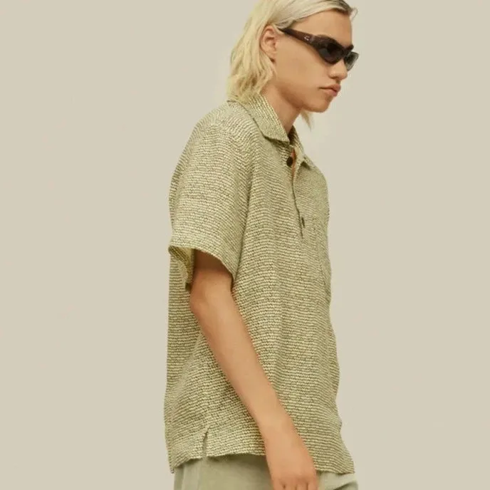 Dimi Girona Linen Shirt: Black & Ecru