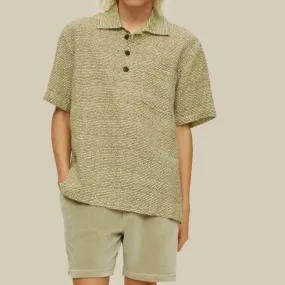 Dimi Girona Linen Shirt: Black & Ecru