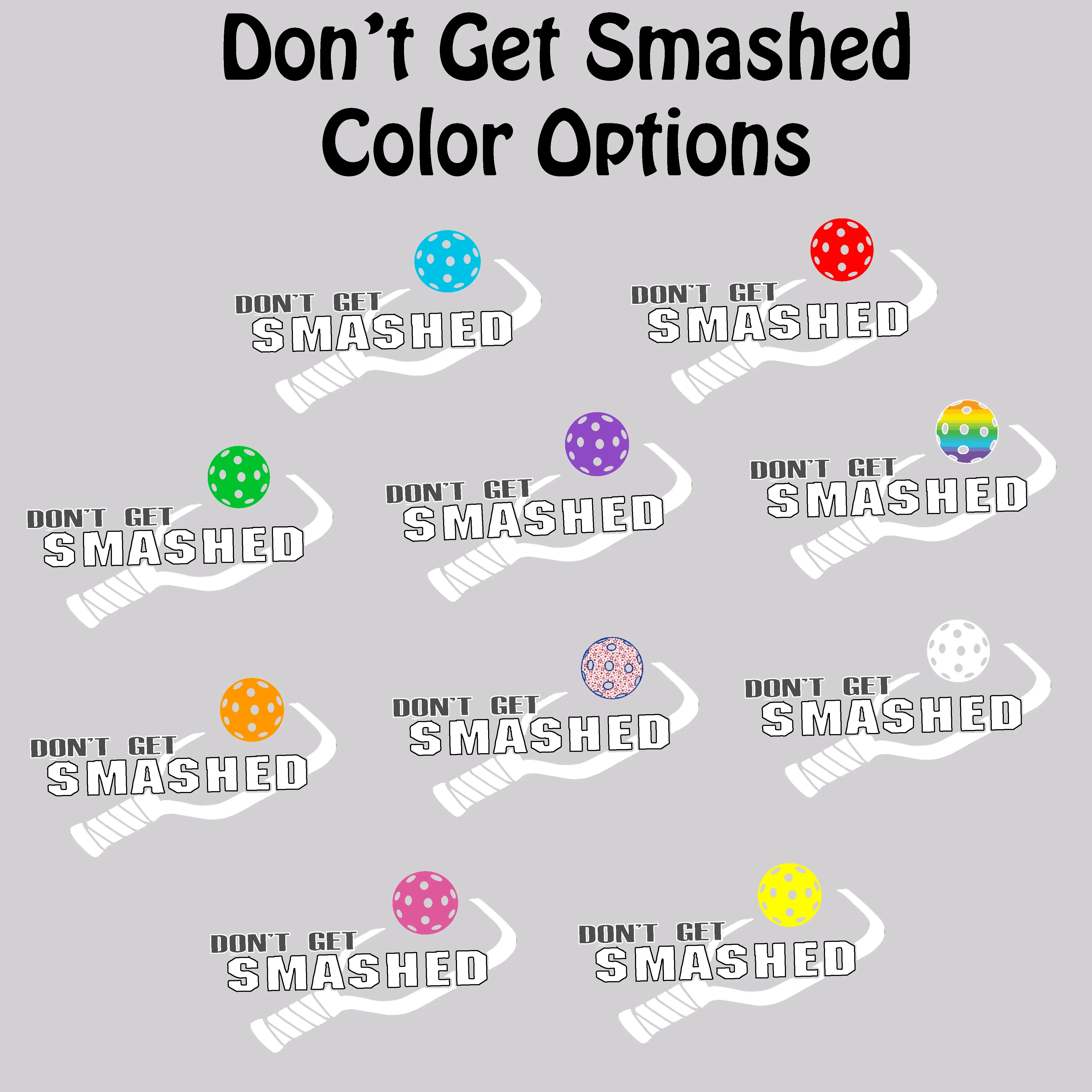 Don't Get Smashed Customizable Pickleballs (Purple White Yellow) | Women's Short Sleeve V-Neck Pickleball Shirts | 100% Polyester