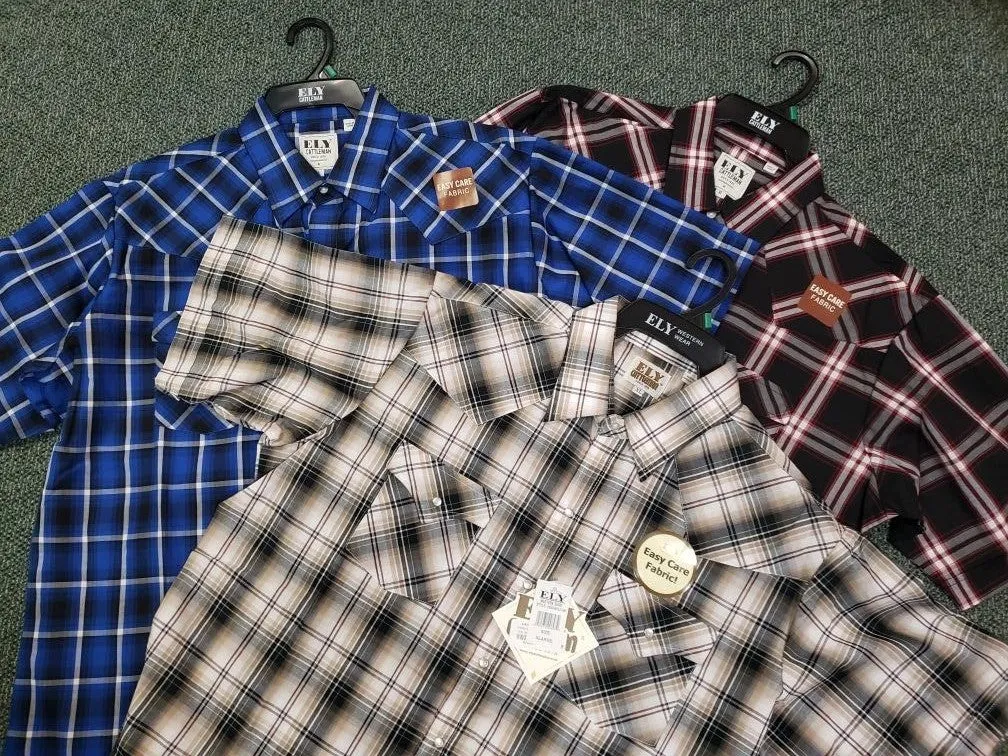 Ely or Wrangler Mens Short Sleeve Snap Up Shirt Style MSSSU1895