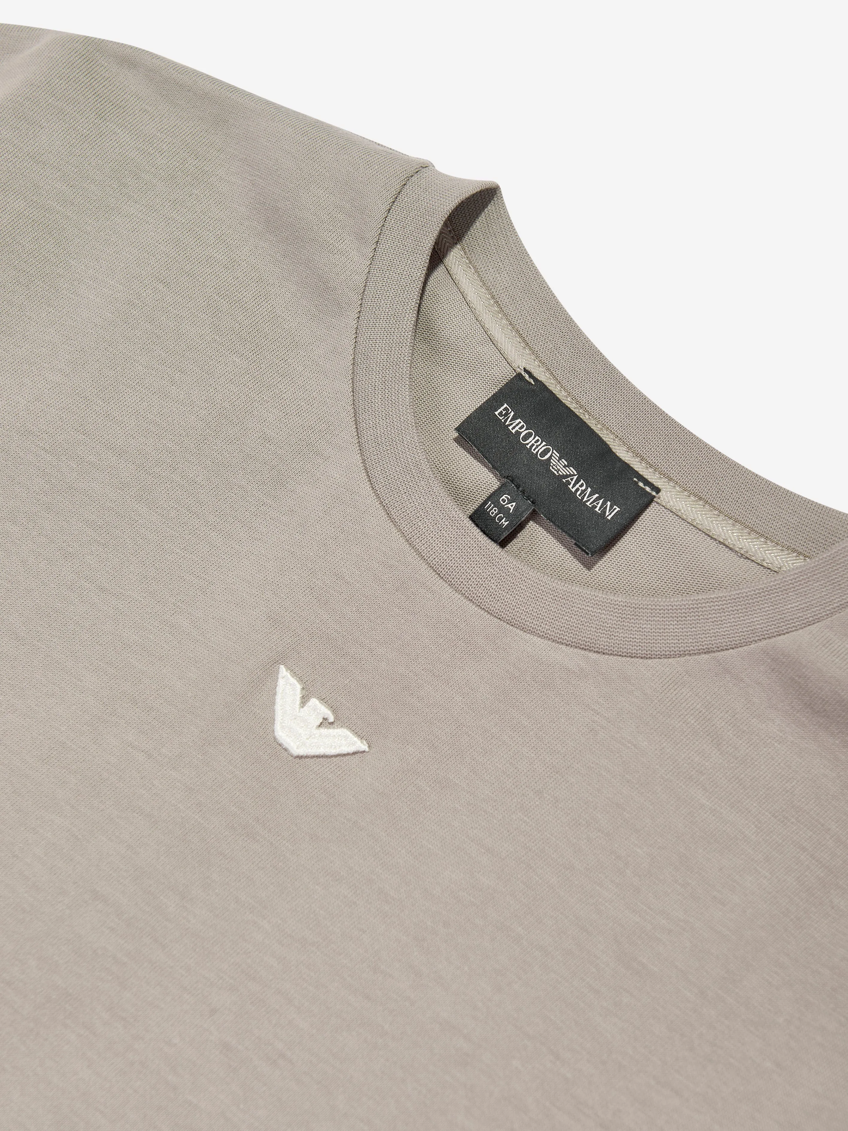 Emporio Armani Boys Logo T-Shirt in Beige
