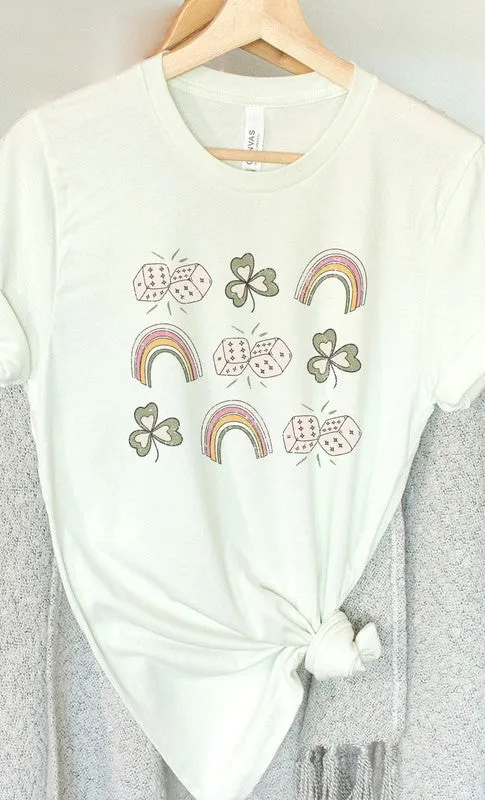 Explore More Collection - Lucky Dice Clover and Rainbow Graphic Tee