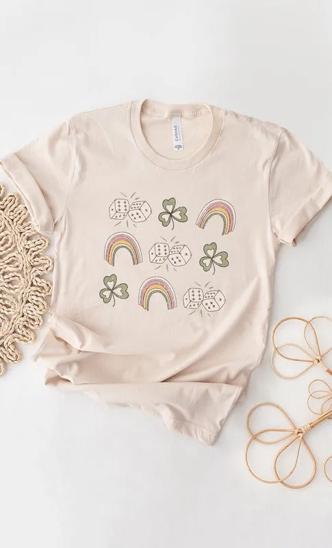 Explore More Collection - Lucky Dice Clover and Rainbow Graphic Tee