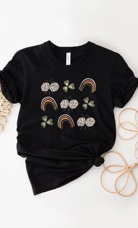 Explore More Collection - Lucky Dice Clover and Rainbow Graphic Tee