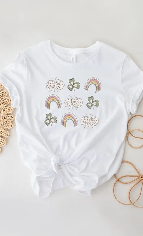 Explore More Collection - Lucky Dice Clover and Rainbow Graphic Tee
