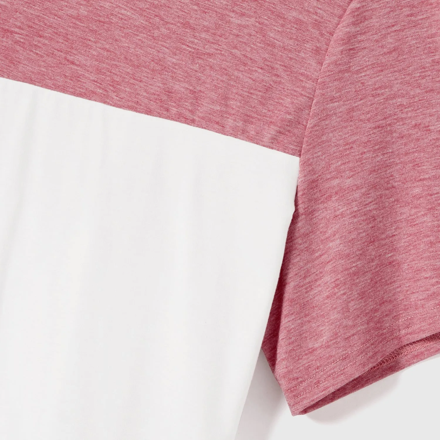 Family Matching Pink Ruffle-sleeve Texture Dresses and Color Block Short-sleeve T-shirts Sets