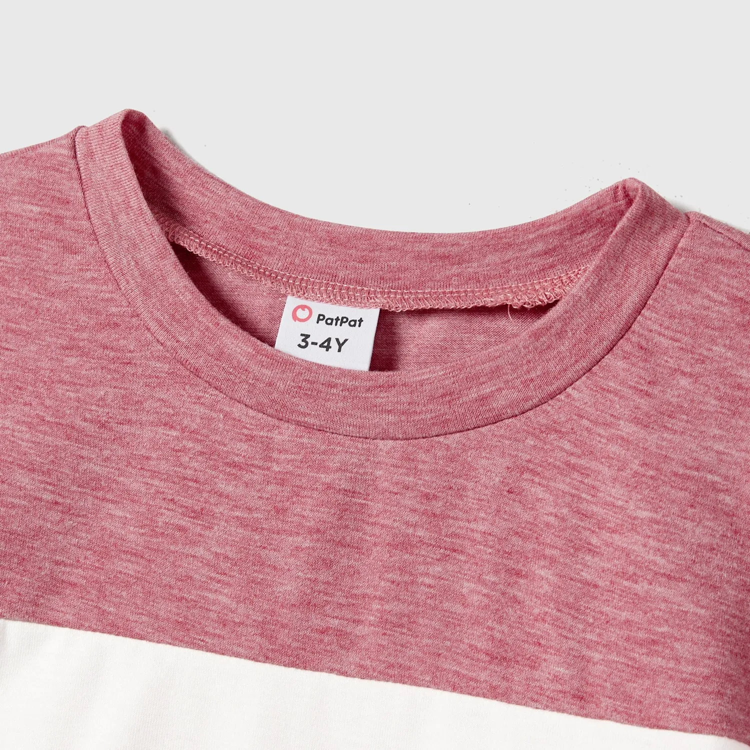 Family Matching Pink Ruffle-sleeve Texture Dresses and Color Block Short-sleeve T-shirts Sets