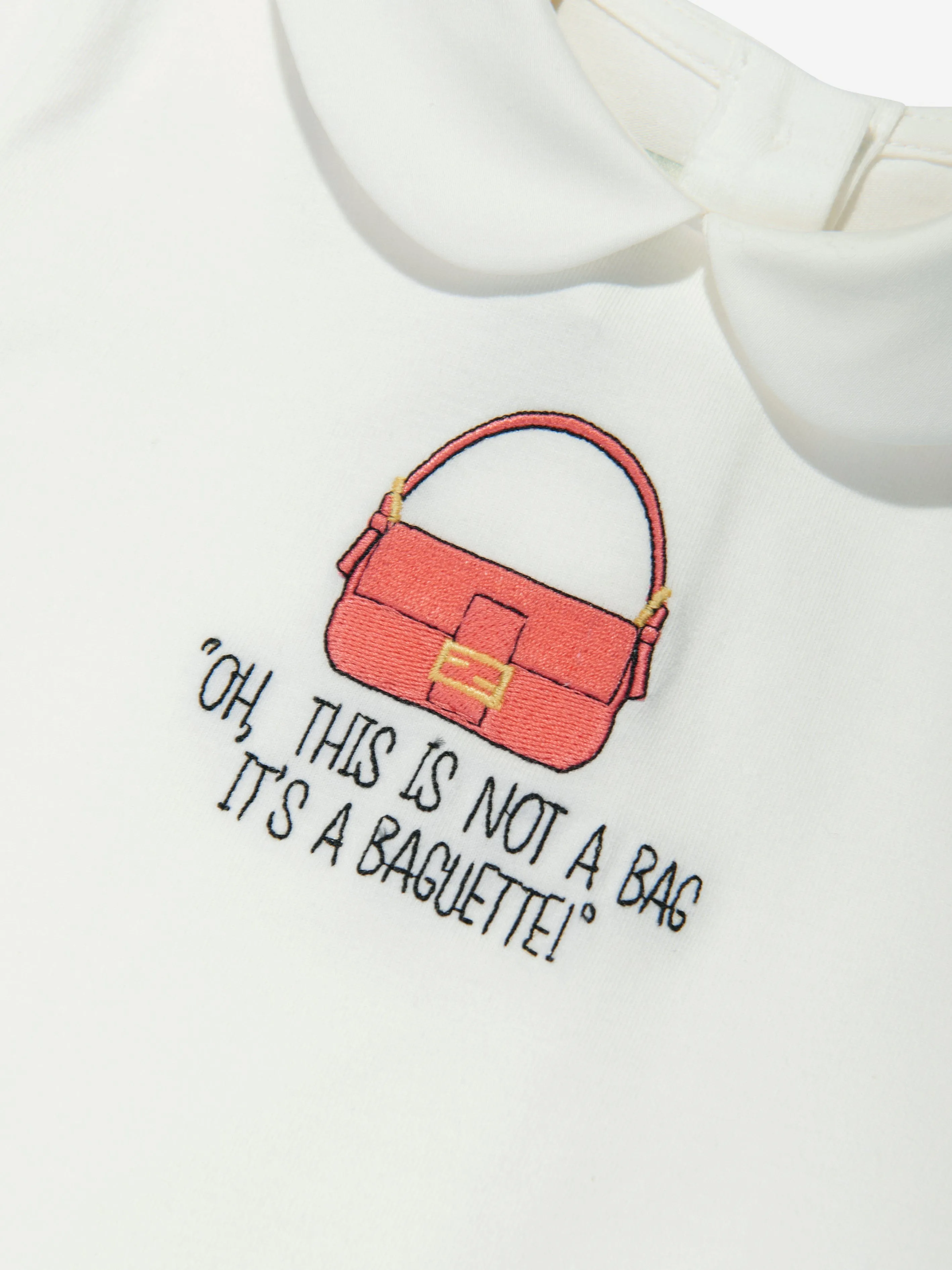 Fendi Baby Girls Bag Print T-Shirt in Ivory