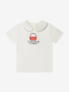 Fendi Baby Girls Bag Print T-Shirt in Ivory