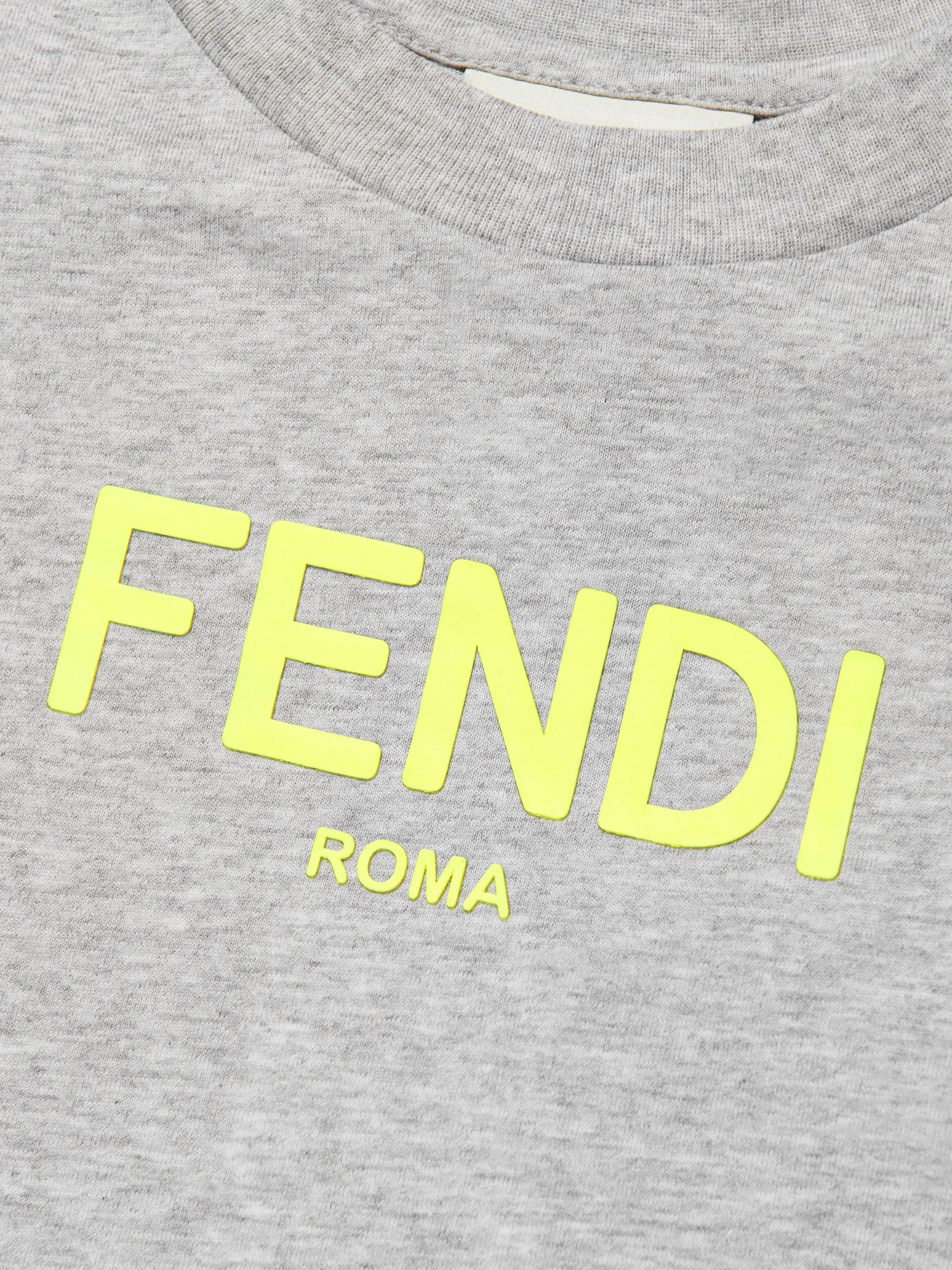 Fendi Kids Logo T-Shirt in Grey