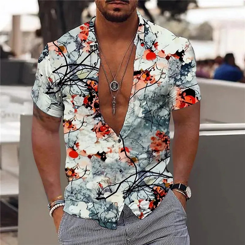 Floral Shirts For Men 3d Print Men's Hawaiian Flower Shirt Beach Short Sleeve Fashion 5xl Tops Tee Shirt Man Blouse Camisa