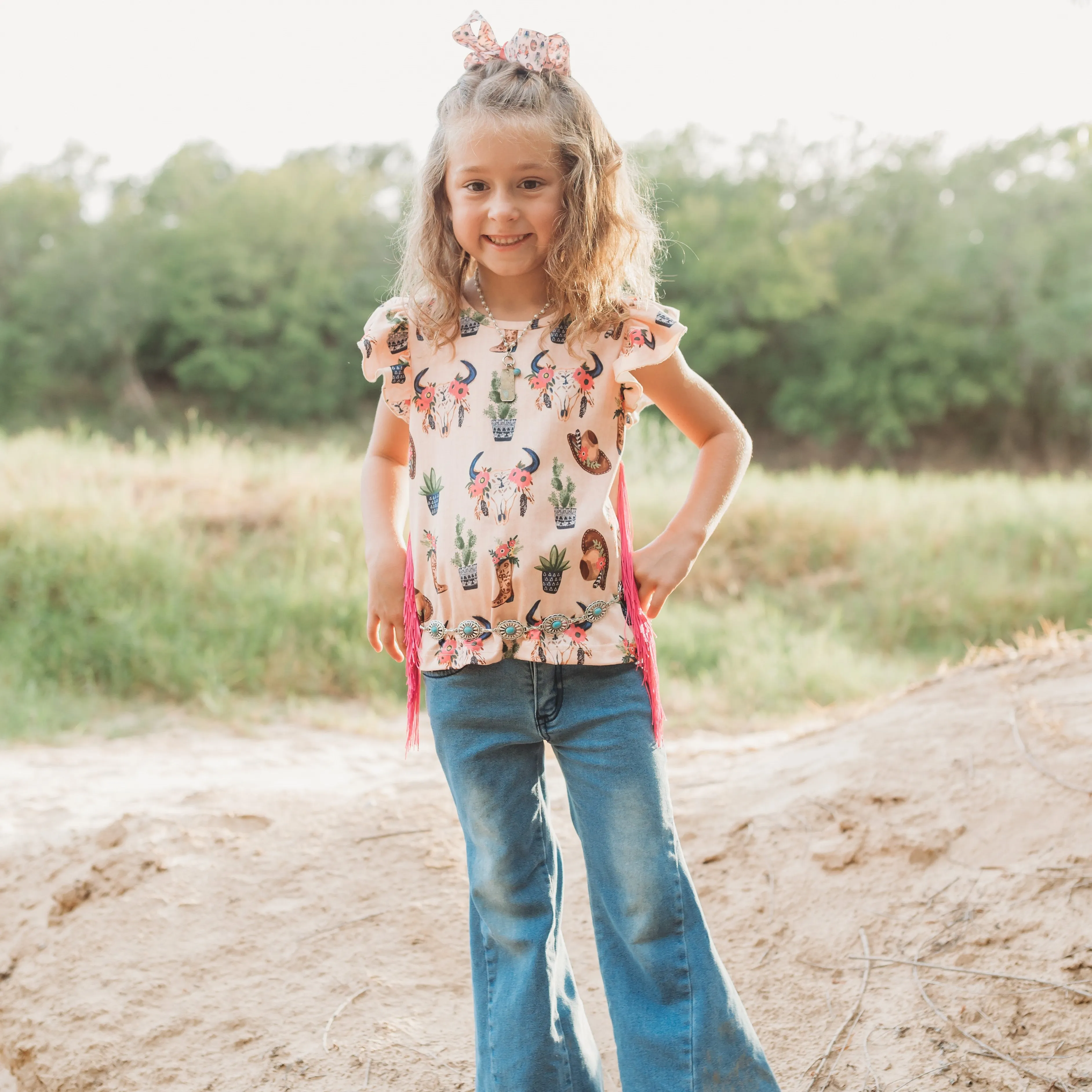 Floral Skull w/t Fringe Shirt Toddler (2T-5T)