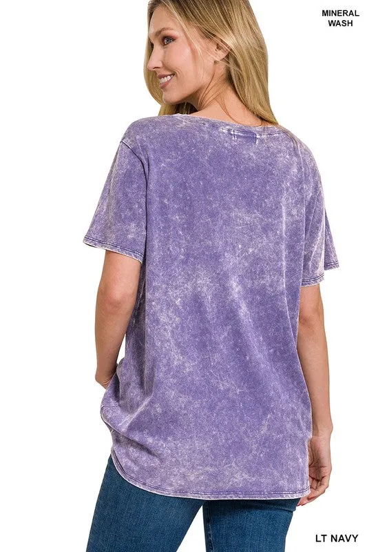 FS Clearance Washed Short Sleeve V-Neck Top