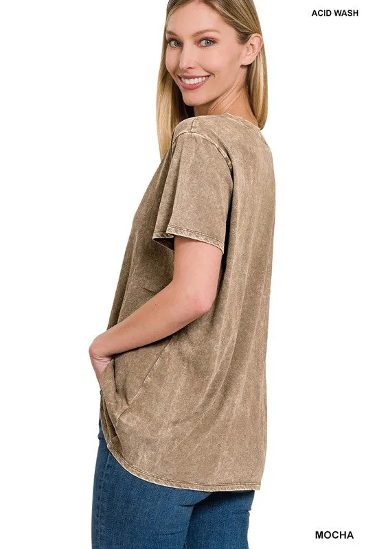 FS Clearance Washed Short Sleeve V-Neck Top
