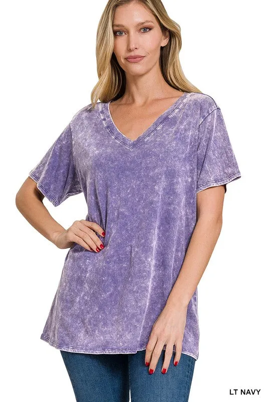 FS Clearance Washed Short Sleeve V-Neck Top